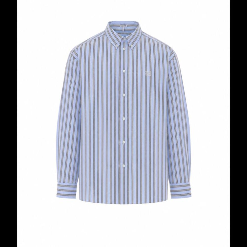 Loewe Men Double L Logo Striped Shirt